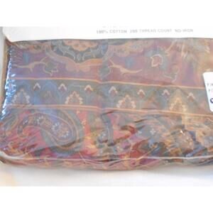 Ralph Lauren Equestrian Paisley Red Twin Flat Sheet Irregular